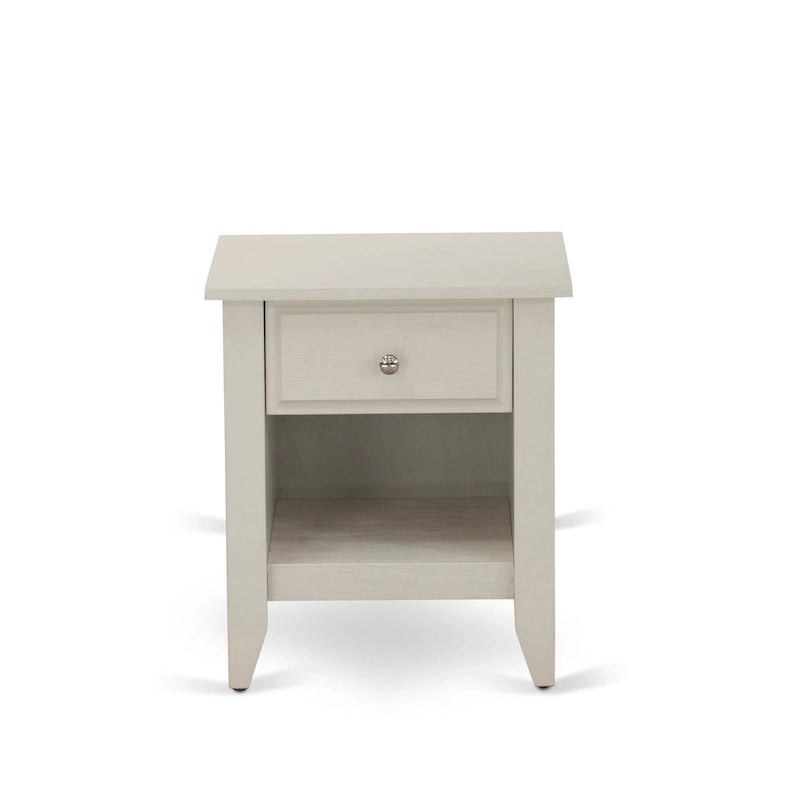 King Bedroom Set with 1 Bed and a Wire Brushed Butter Cream End Table - Mist Beige Linen Fabric Bed(Pieces Option)
