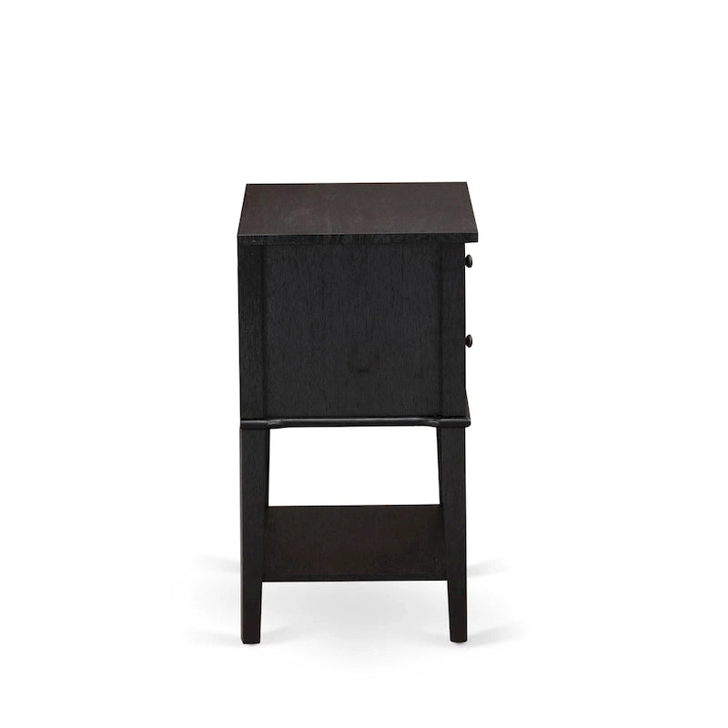 2-Piece King Bedroom set with Bed and Wire Brushed Black End Table - Dark Brown Pu leather and Black Legs (Bed Size Option)