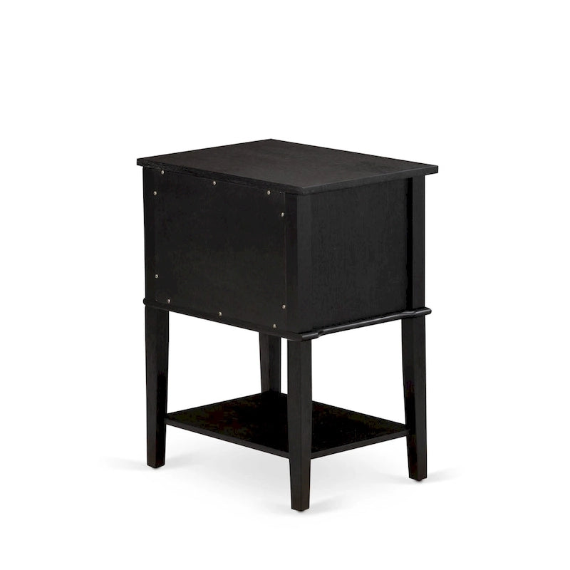 2-Piece King Bedroom set with Bed and Wire Brushed Black End Table - Dark Brown Pu leather and Black Legs (Bed Size Option)