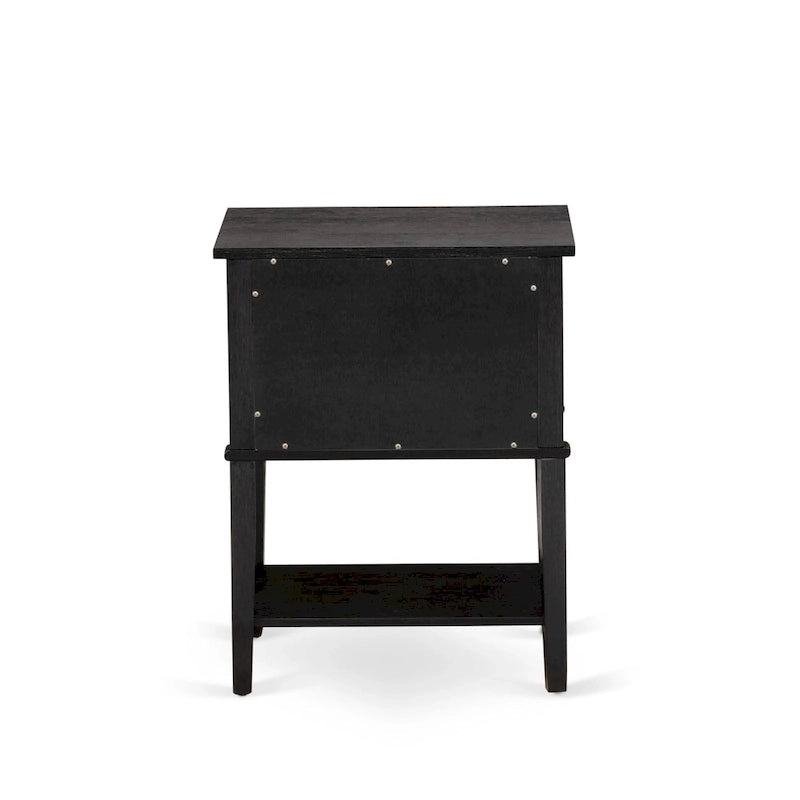 2-Piece King Bedroom set with Bed and Wire Brushed Black End Table - Dark Brown Pu leather and Black Legs (Bed Size Option)