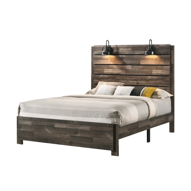 Edyth 3 Piece Brown Platform Bedroom Set