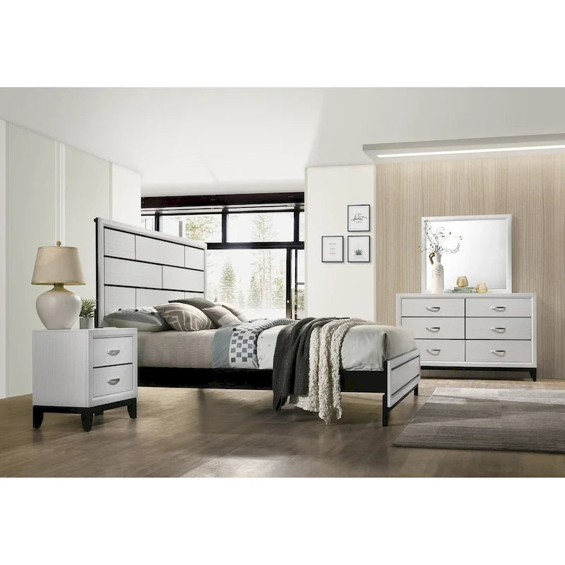 Roundhill Furniture Stout White Panel Deluxe 6-piece Bedroom Set