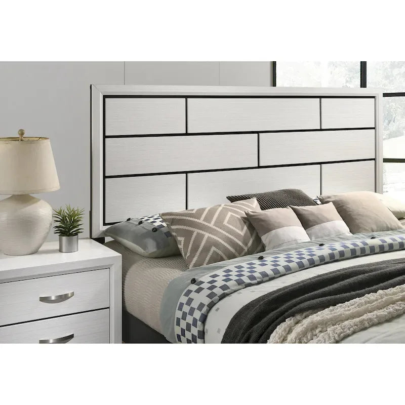 Roundhill Furniture Stout White Panel Deluxe 6-piece Bedroom Set