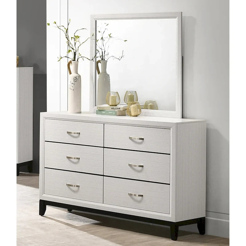 Roundhill Furniture Stout White Panel Deluxe 6-piece Bedroom Set