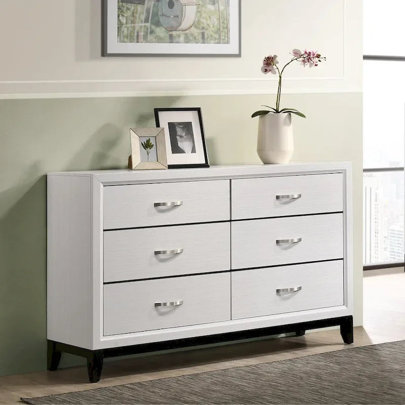 Roundhill Furniture Stout White Panel Deluxe 6-piece Bedroom Set