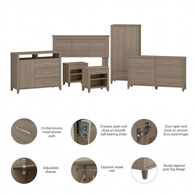 Somerset 6 Piece Full/Queen Size Bedroom Set by Bush Furniture
