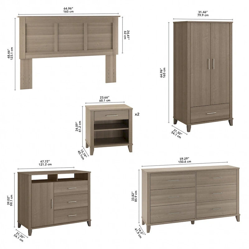 Somerset 6 Piece Full/Queen Size Bedroom Set by Bush Furniture