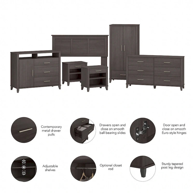 Somerset 6 Piece Full/Queen Size Bedroom Set by Bush Furniture