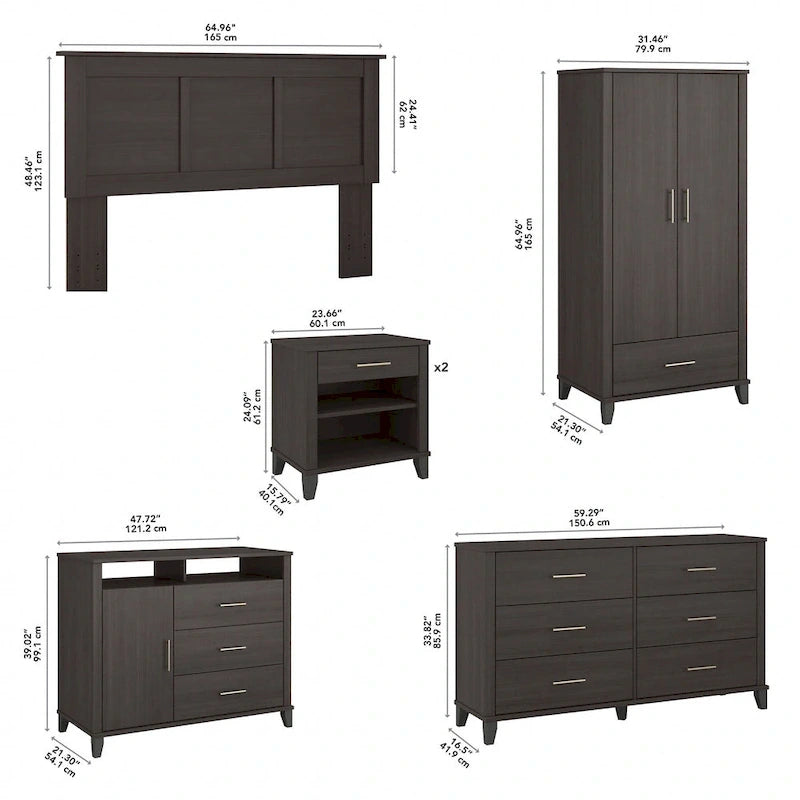 Somerset 6 Piece Full/Queen Size Bedroom Set by Bush Furniture