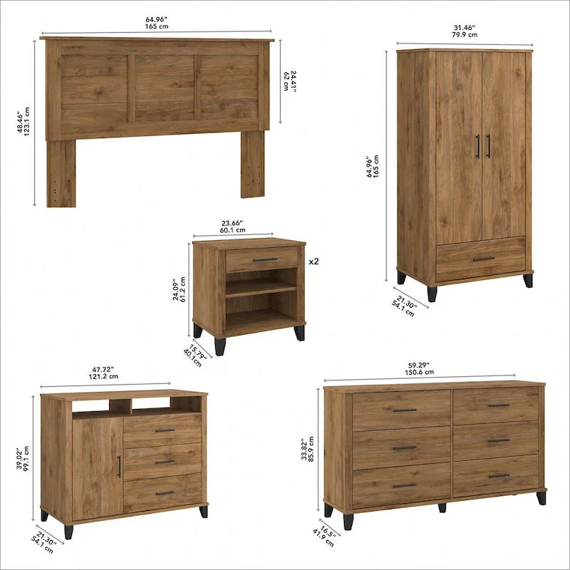 Somerset 6 Piece Full/Queen Size Bedroom Set by Bush Furniture