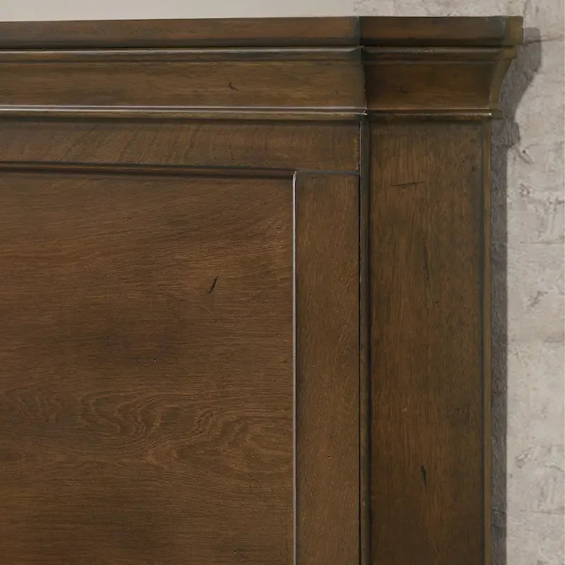 Roundhill Furniture Maderne Traditional Wood Panel Bed with Dresser, Mirror, Nightstand, Antique Walnut Finish