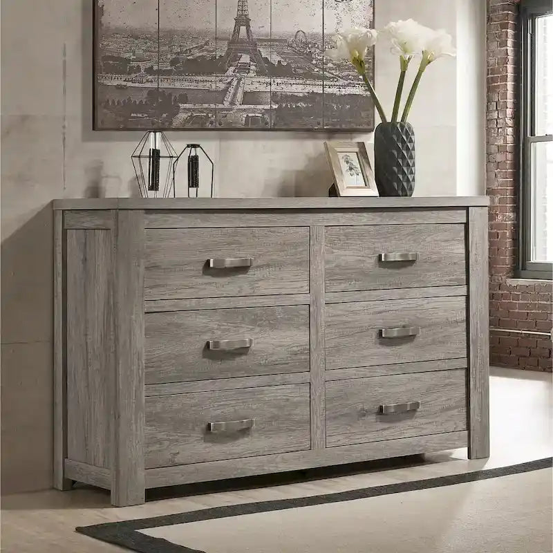 Roundhill Furniture Floren 5-piece Contemporary Weathered Gray Wood Bedroom Set