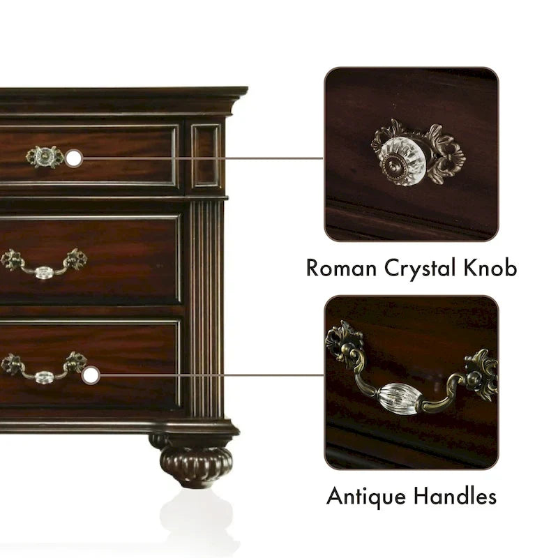 Vame Traditional Walnut Solid Wood 3-Piece Poster Bedroom Set by Furniture of America