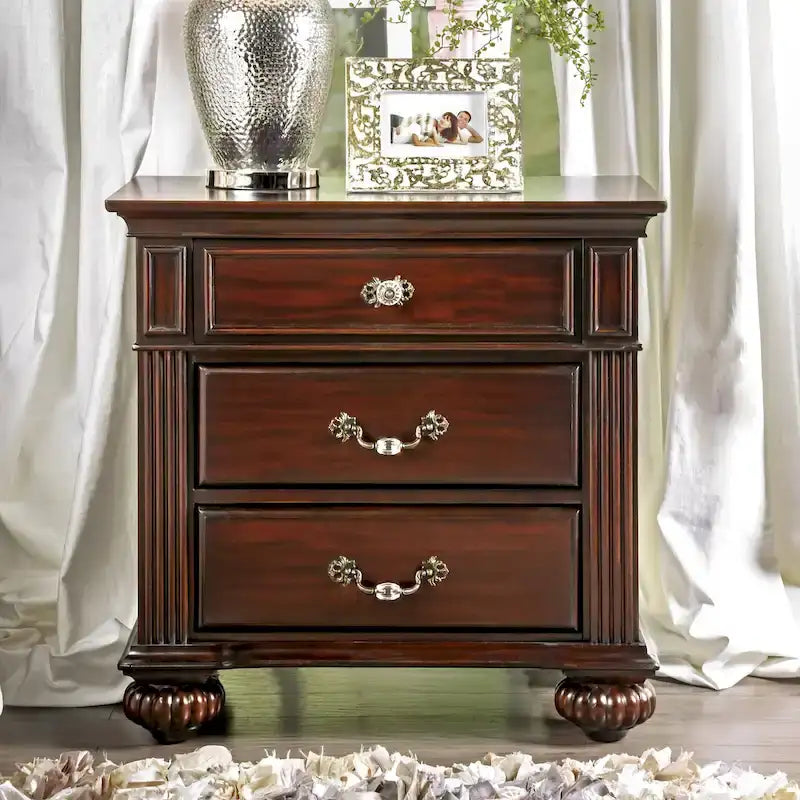 Vame Traditional Walnut Solid Wood 3-Piece Poster Bedroom Set by Furniture of America