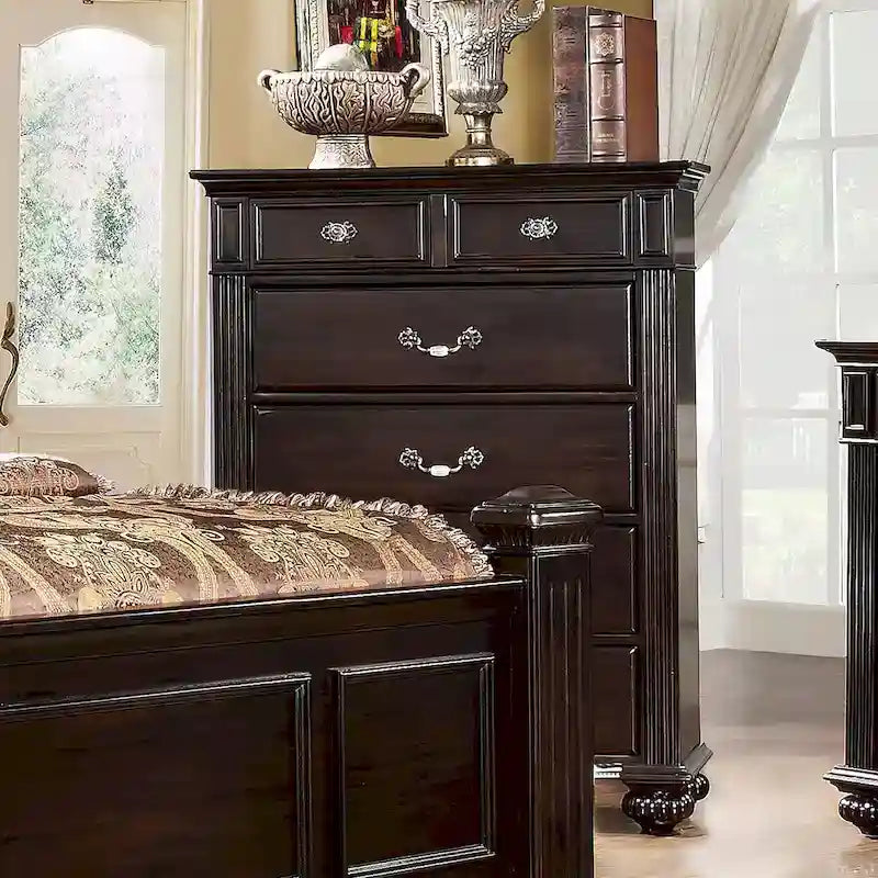 Vame Traditional Walnut Solid Wood 3-Piece Poster Bedroom Set by Furniture of America