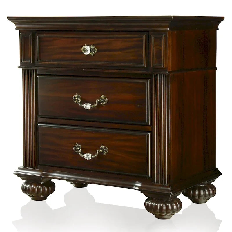 Vame Traditional Walnut Solid Wood 3-Piece Poster Bedroom Set by Furniture of America