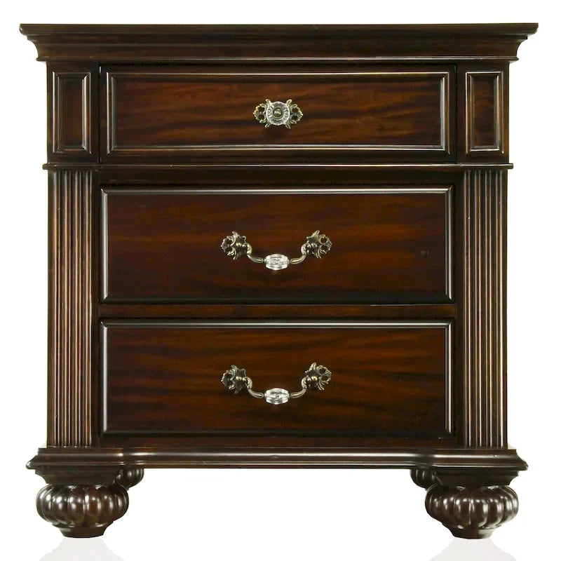 Vame Traditional Walnut Solid Wood 3-Piece Poster Bedroom Set by Furniture of America