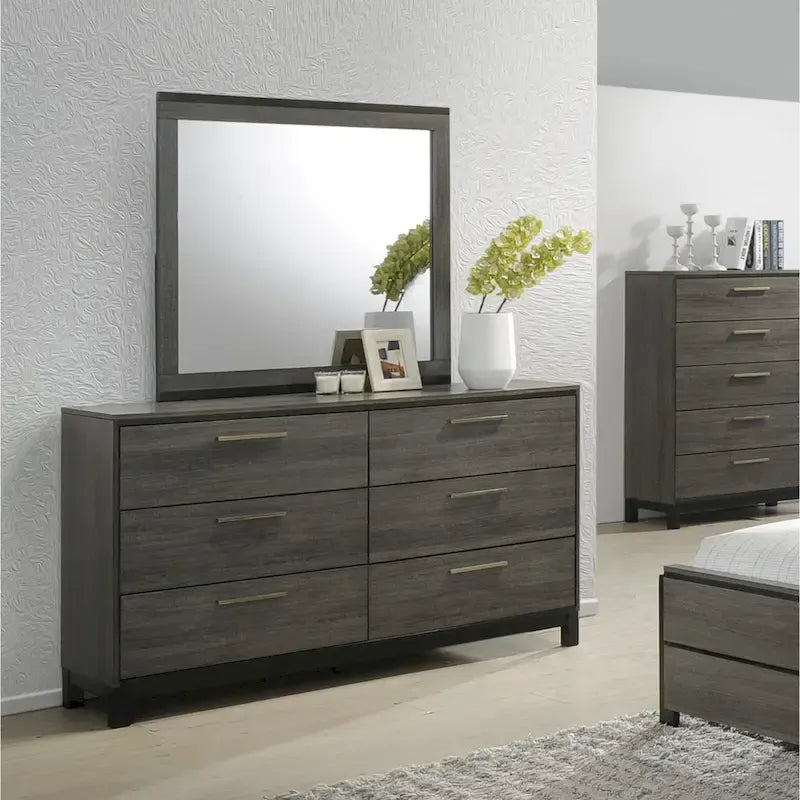 Roundhill Furniture Ioana 187 Antique Grey Wood Bed Room Set