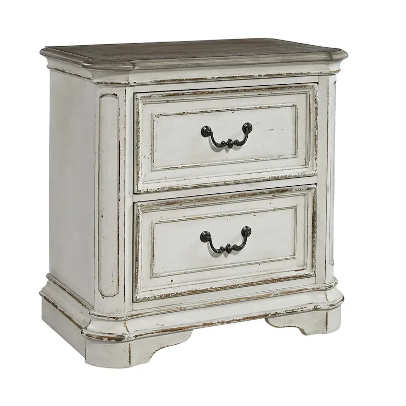 Magnolia Manor Upholstered Bed, Dresser and Mirror, and Nightstand Set