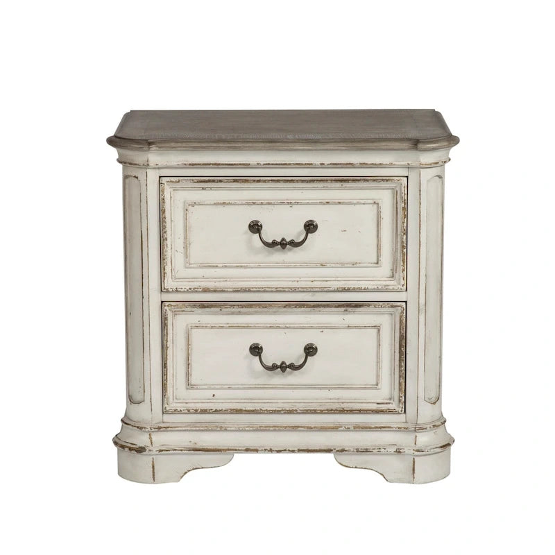 Magnolia Manor Upholstered Bed, Dresser and Mirror, and Nightstand Set