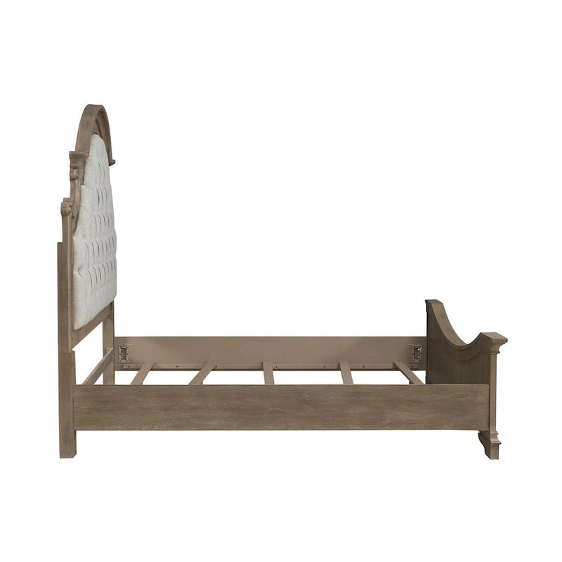 Magnolia Manor Upholstered Bed, Dresser and Mirror, and Nightstand Set