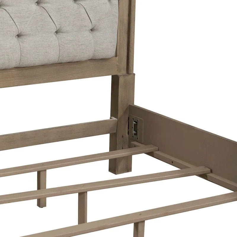 Magnolia Manor Upholstered Bed, Dresser and Mirror, and Nightstand Set