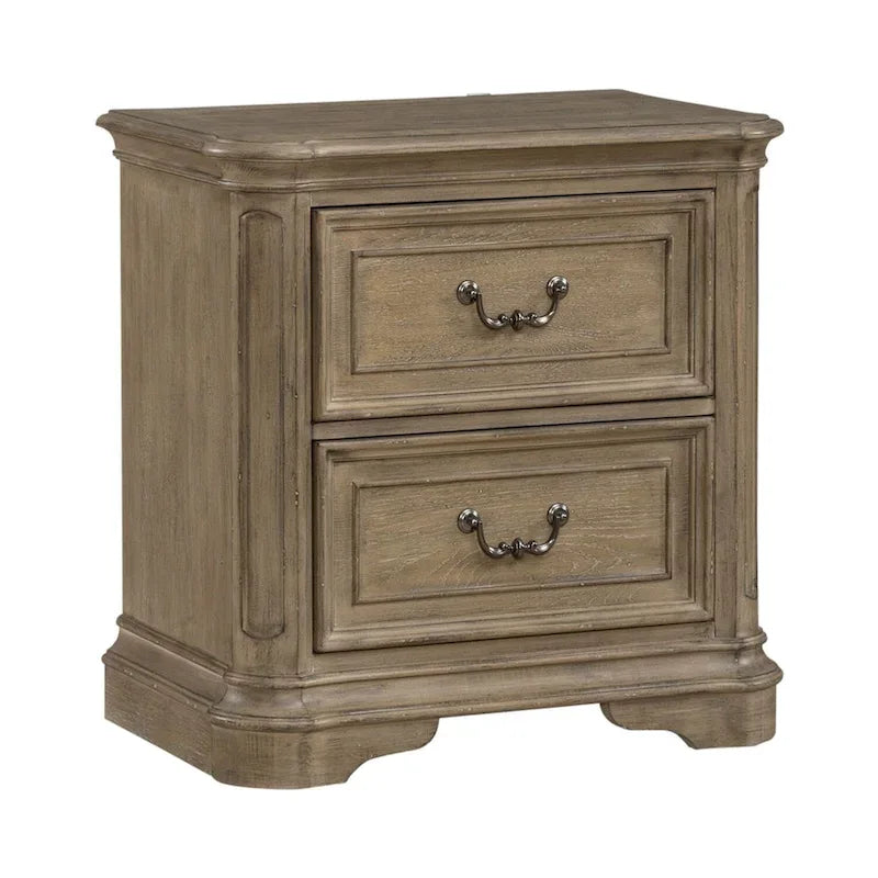 Magnolia Manor Upholstered Bed, Dresser and Mirror, and Nightstand Set