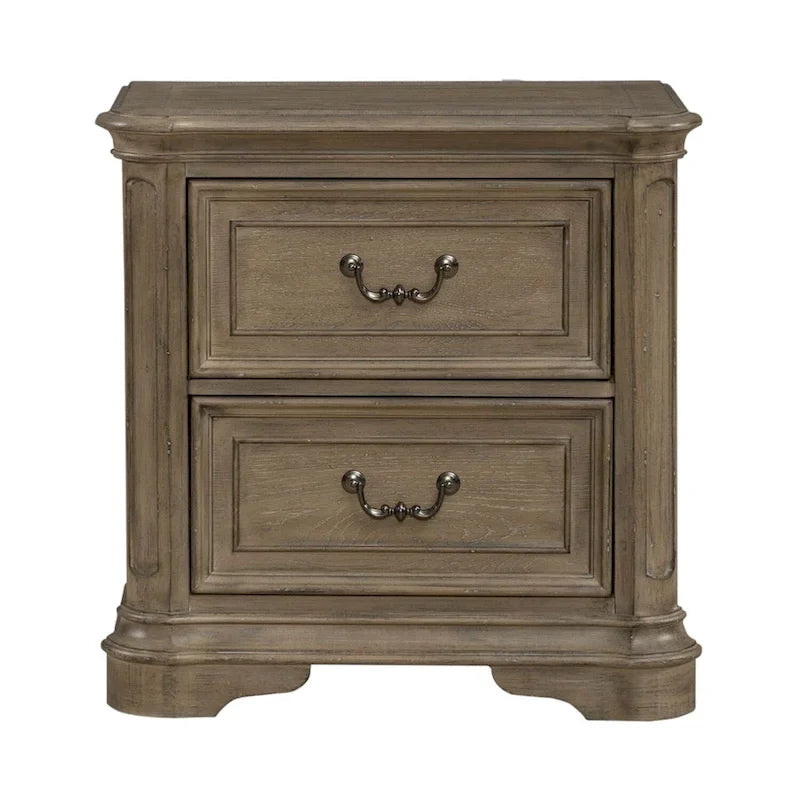 Magnolia Manor Upholstered Bed, Dresser and Mirror, and Nightstand Set