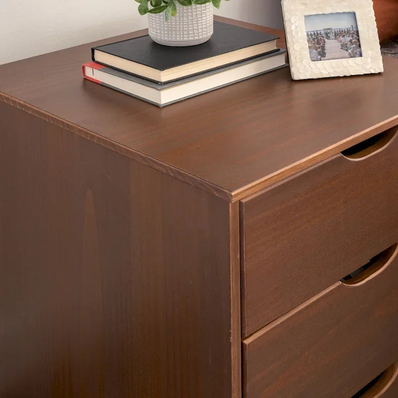 Purcell Pine Wood 3-Piece Bedroom Set with 6-Drawer Dresser and 3-Drawer Nightstands (Set of 2)