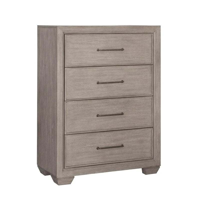 Roundhill Furniture Ennesley Gray Wood Bedroom Set with Upholstered Panel Bed, Dresser, Mirror, 2 Nightstand, and Chest