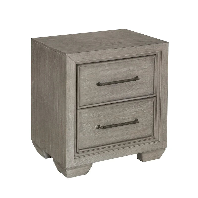 Roundhill Furniture Ennesley Gray Wood Bedroom Set with Upholstered Panel Bed, Dresser, Mirror, 2 Nightstand, and Chest