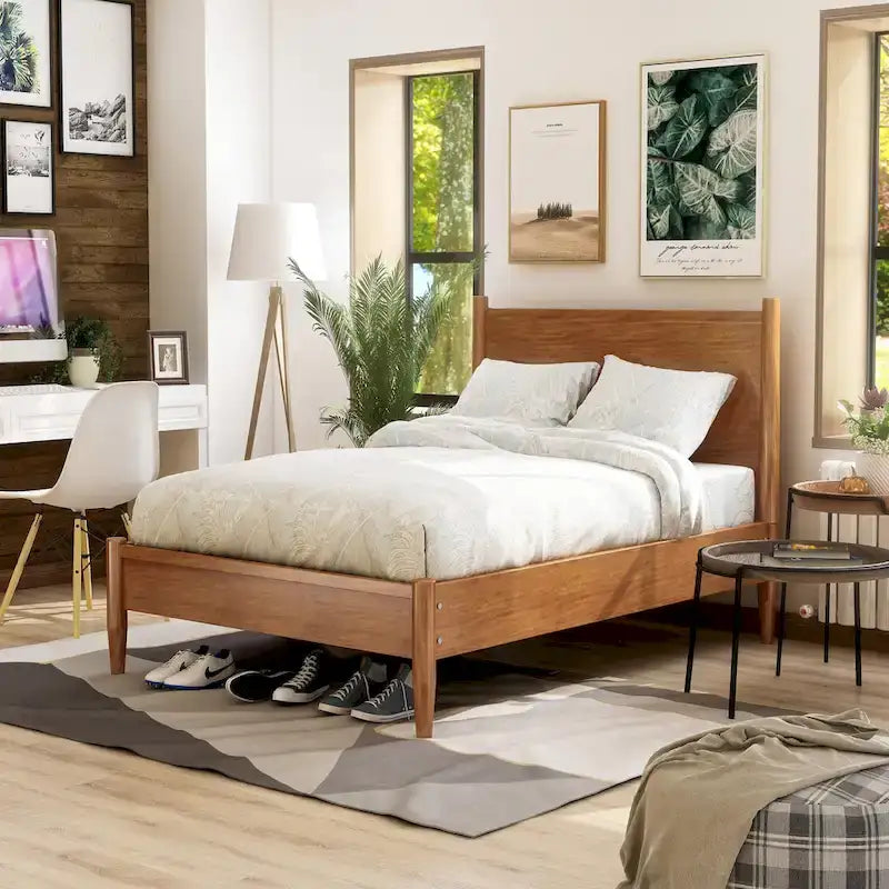 Fopp Mid-century Modern Oak Wood 2-Piece Platform Bedroom Set by Furniture of America