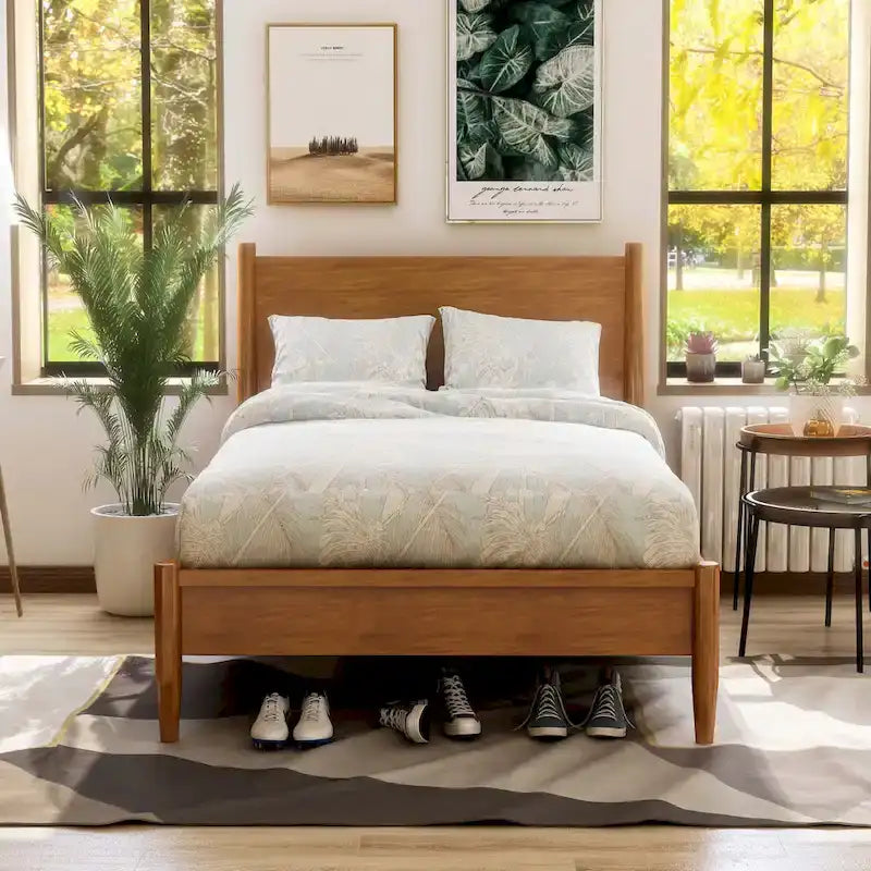 Fopp Mid-century Modern Oak Wood 2-Piece Platform Bedroom Set by Furniture of America
