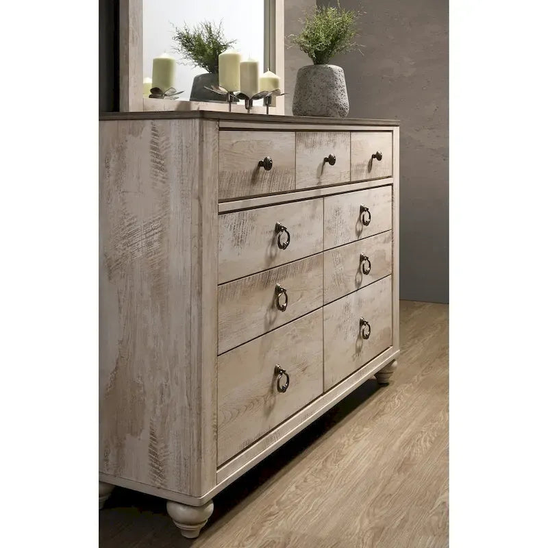 Roundhill Furniture Imerland 5-pc. Contemporary King-sized Whitewashed Bedroom Set