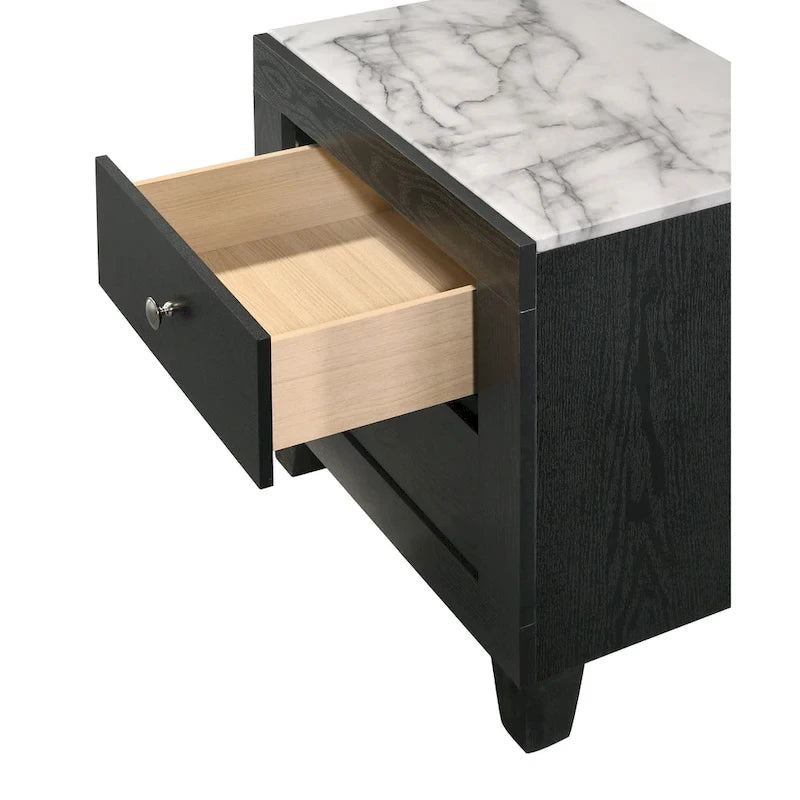 Gaylene 5 Piece Black LED Bookcase Panel Bedroom Set