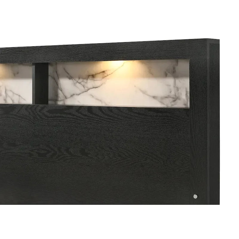 Gaylene 5 Piece Black LED Bookcase Panel Bedroom Set