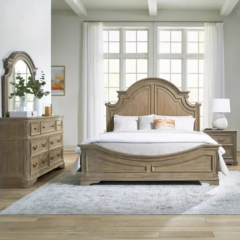 Magnolia Manor Panel Bed, Dresser and Mirror, and Nightstand Set
