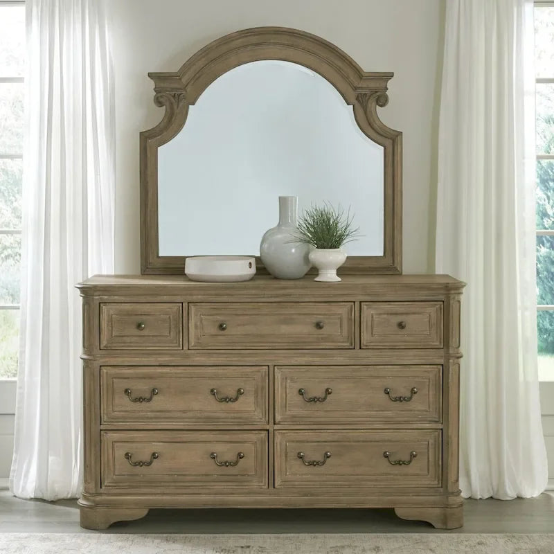 Magnolia Manor Panel Bed, Dresser and Mirror, and Nightstand Set