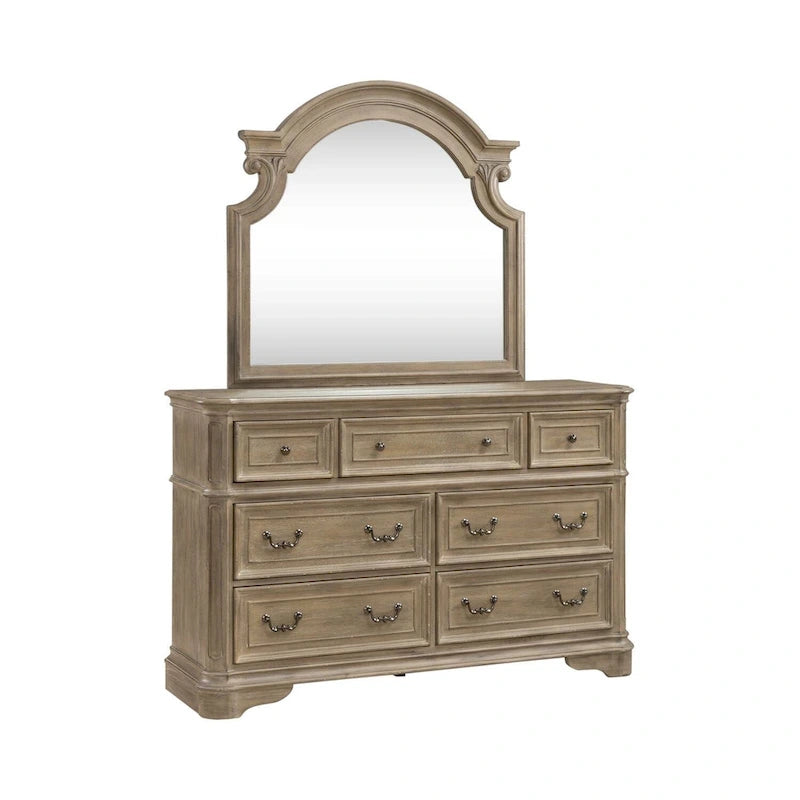 Magnolia Manor Panel Bed, Dresser and Mirror, and Nightstand Set