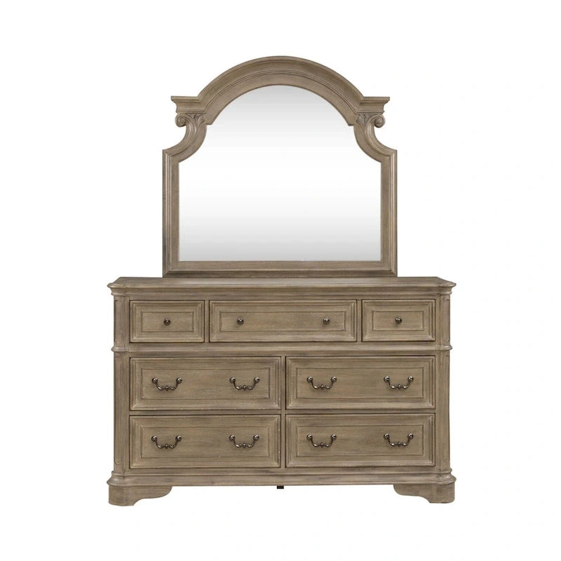 Magnolia Manor Panel Bed, Dresser and Mirror, and Nightstand Set