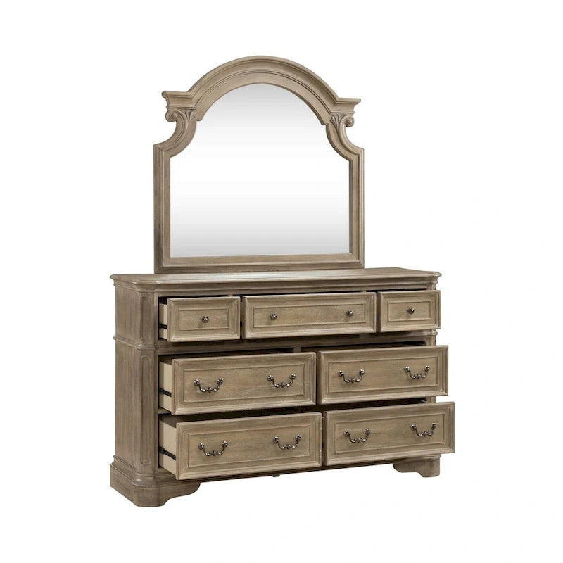 Magnolia Manor Panel Bed, Dresser and Mirror, and Nightstand Set