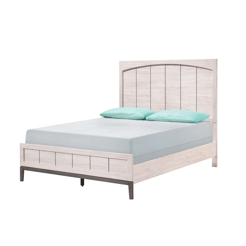 Demora 5 Piece Beige Modern Contemporary Solid Wood And Veneers Upholstered Panel Bedroom Set