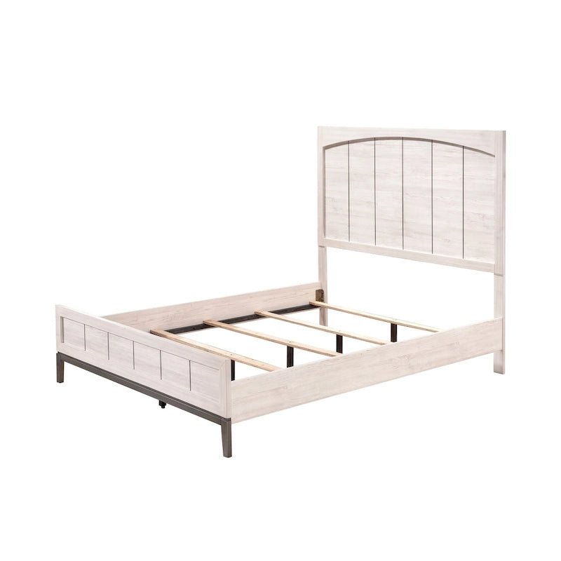 Demora 5 Piece Beige Modern Contemporary Solid Wood And Veneers Upholstered Panel Bedroom Set