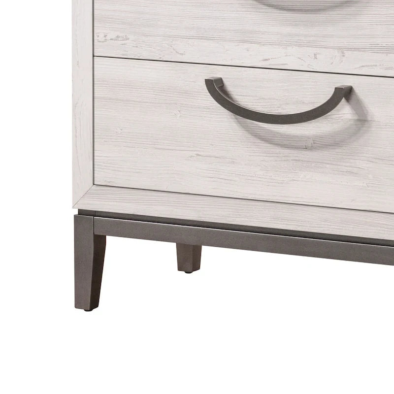 Demora 5 Piece Beige Modern Contemporary Solid Wood And Veneers Upholstered Panel Bedroom Set