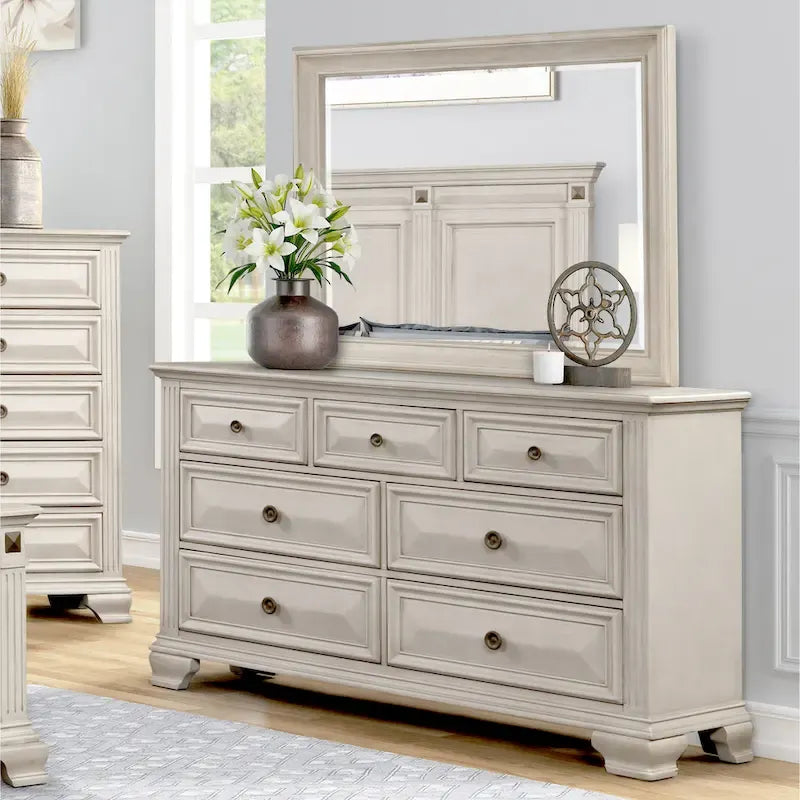 Roundhill Furniture Renova Distressed Parchment Wood 5-piece Bedroom Set