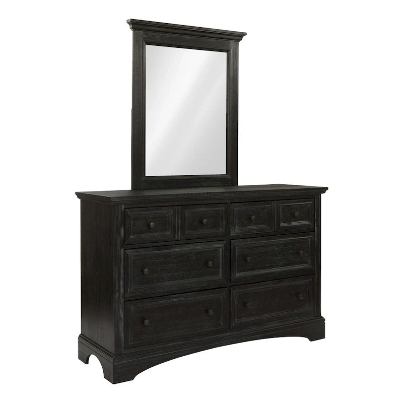 Farmhouse Basics King Bedroom Set with 2 Nightstands, 1 Dresser and 1 Mirror