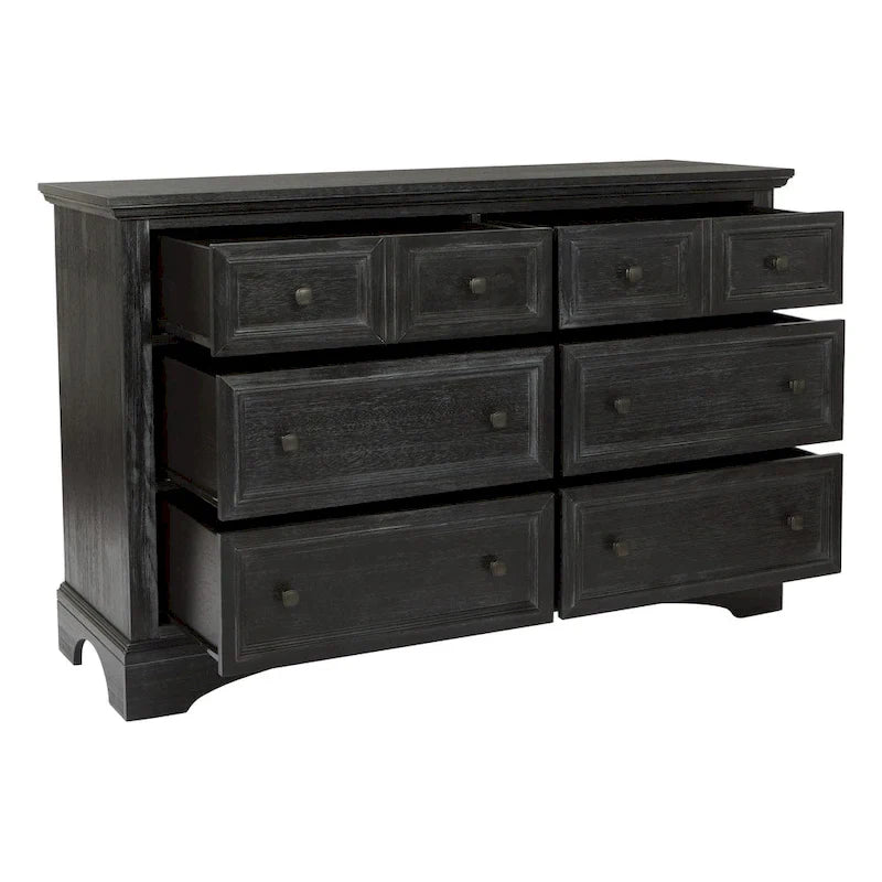 Farmhouse Basics King Bedroom Set with 2 Nightstands, 1 Dresser and 1 Mirror