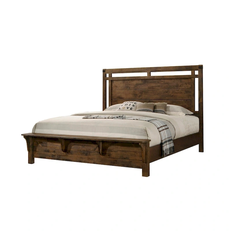 Joell 5 Piece Brown Ructic Panel Bedroom Set