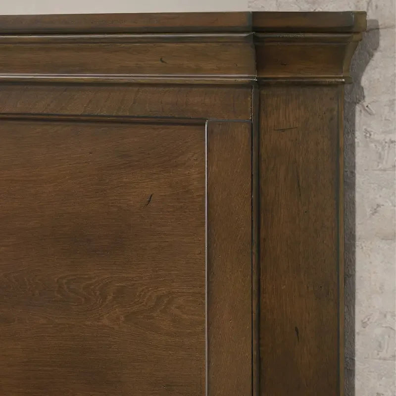 Roundhill Furniture Maderne Traditional Wood Panel Bed with Dresser, Mirror, Nightstand, Chest, Antique Walnut Finish