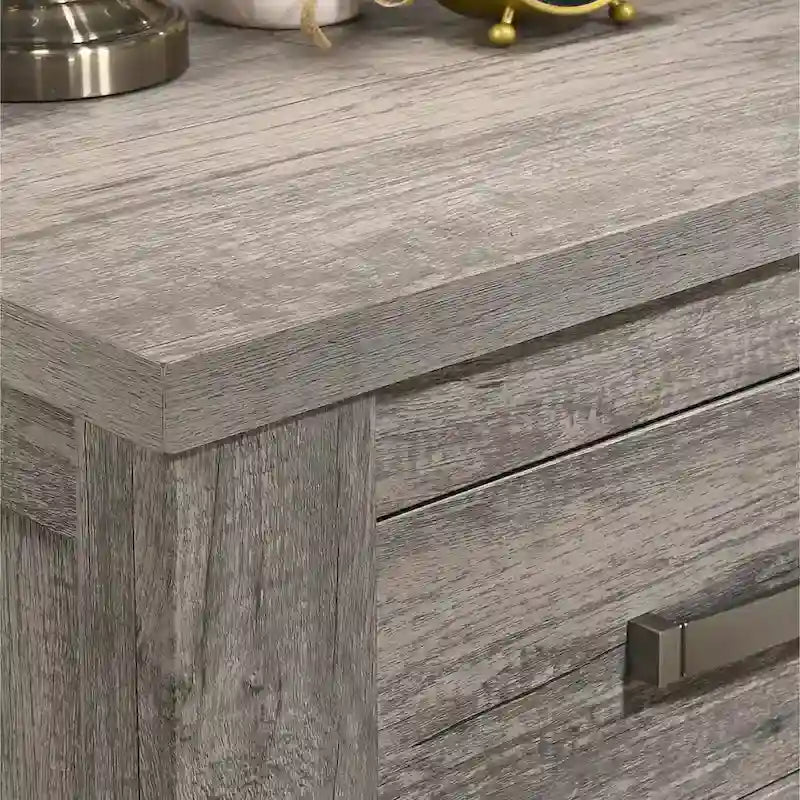Roundhill Furniture Floren Contemporary Weathered Gray Wood 3-Piece Bedroom Set, Panel Bed with 2 Nightstands